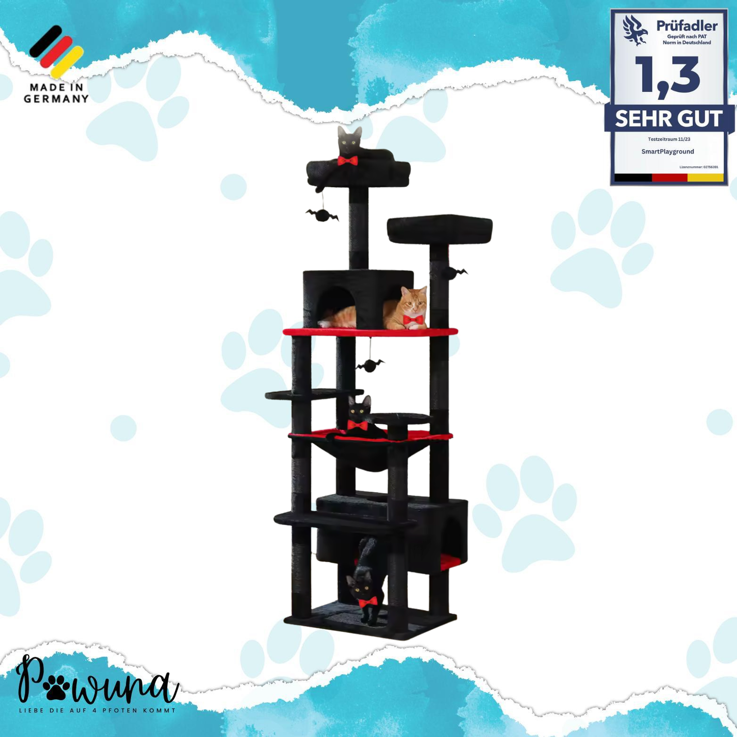 Hochwertiger Kratzbaum für Katzen - Stabiler Katzenkratzbaum mit Sisal-Säulen und Plattformen