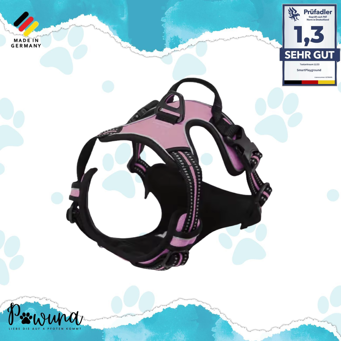 Anti-Zug Hundegeschirr mit Griff "Fellnasenstube" | Verstellbares Geschirr für Hunde – Stoppt Ziehen sanft, sicher & komfortabel