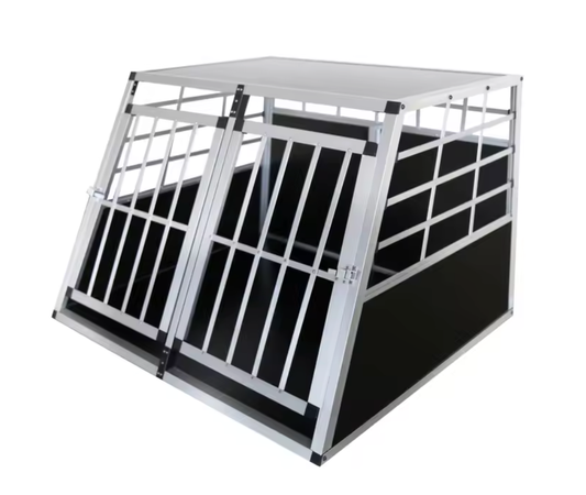 Aluminium Hundebox für Auto "Graphit" L | Stabile Transportbox mit Thermoeinlage – Sicher, leicht & perfekt für Kofferraum-Reisen