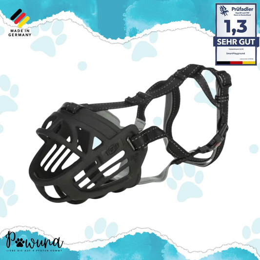 Trixie Maulkorb Flex Gummi Schwarz | Ergonomischer Hundemaulkorb mit Neopren-Polsterung – Verstellbar, ausbruchsicher & komfortabel für alle Größen