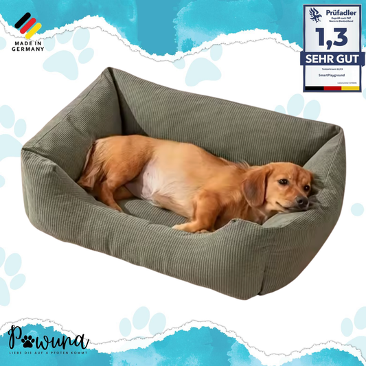 Orthopädisches Hundebett aus Cord "Nunavut" XXL | Handgewebtes Design in Khaki – Gelenkschonend, langlebig & ultra-komfortabel für große Hunde