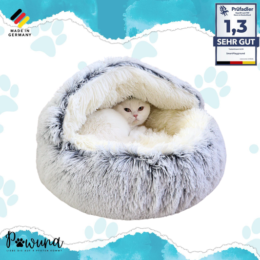 Kuschelige Katzenhöhle "Traumwolke" | Flauschiges Katzenbett aus 100% Baumwolle – Perfekter Rückzugsort gegen Stress & Schmerzen